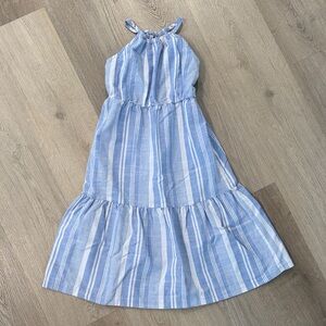 Long Blue Striped Kids Dress